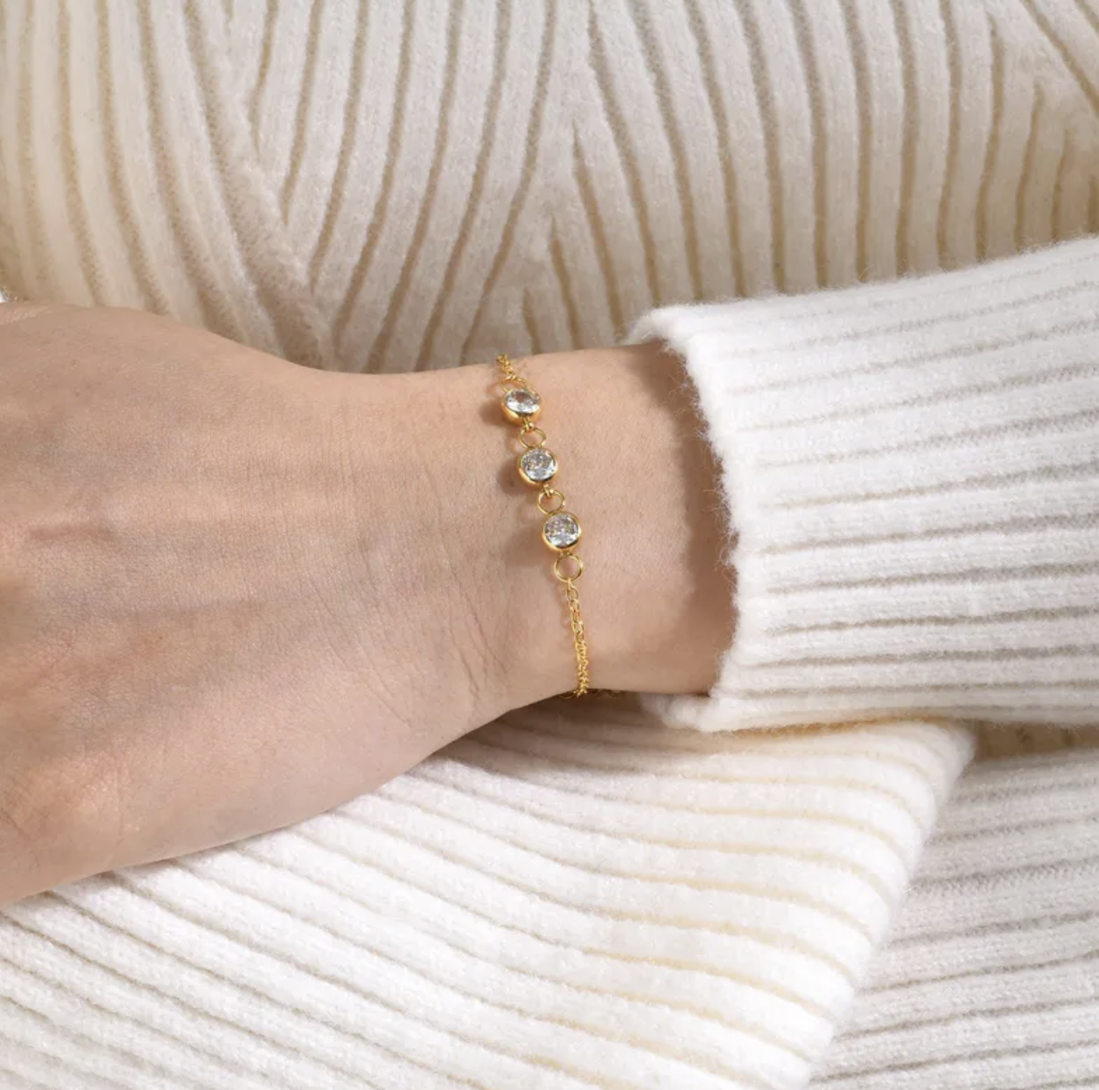 Geometric Zircon Bracelet for Women in Stainless Steel